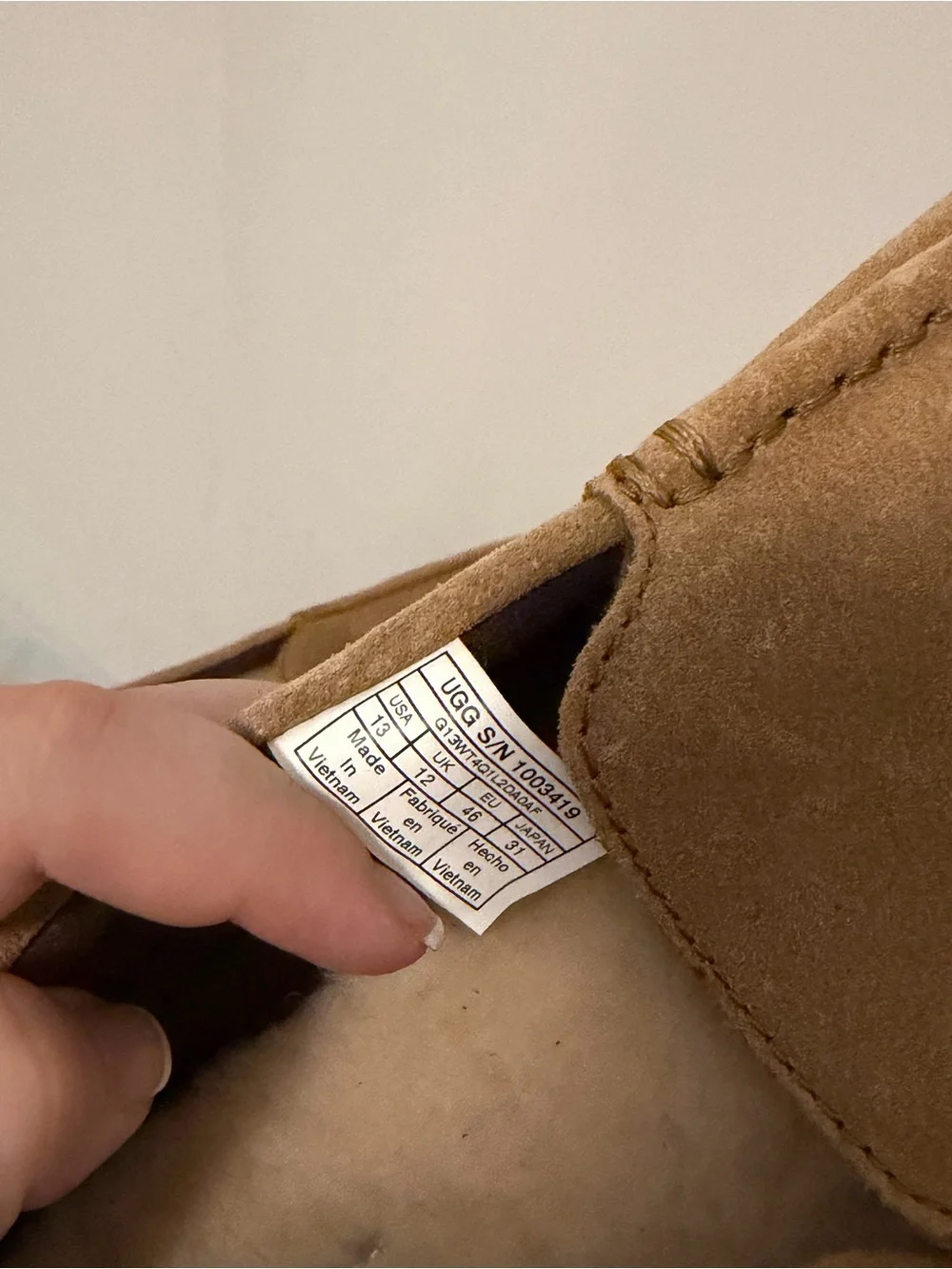 UGG Alder UGGpure Slip on Tan Suede Moccasin Wool Loafer Shoes 1003419 Men US13
